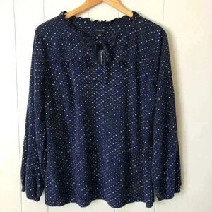 Pure Jill Polka Dot Rayon Top Blouse Size L